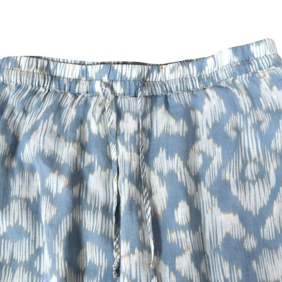 Zara Blue White Ikat Print Lounge Pants Medium Elastic Waist Boho Resortwear - Picture 8 of 8